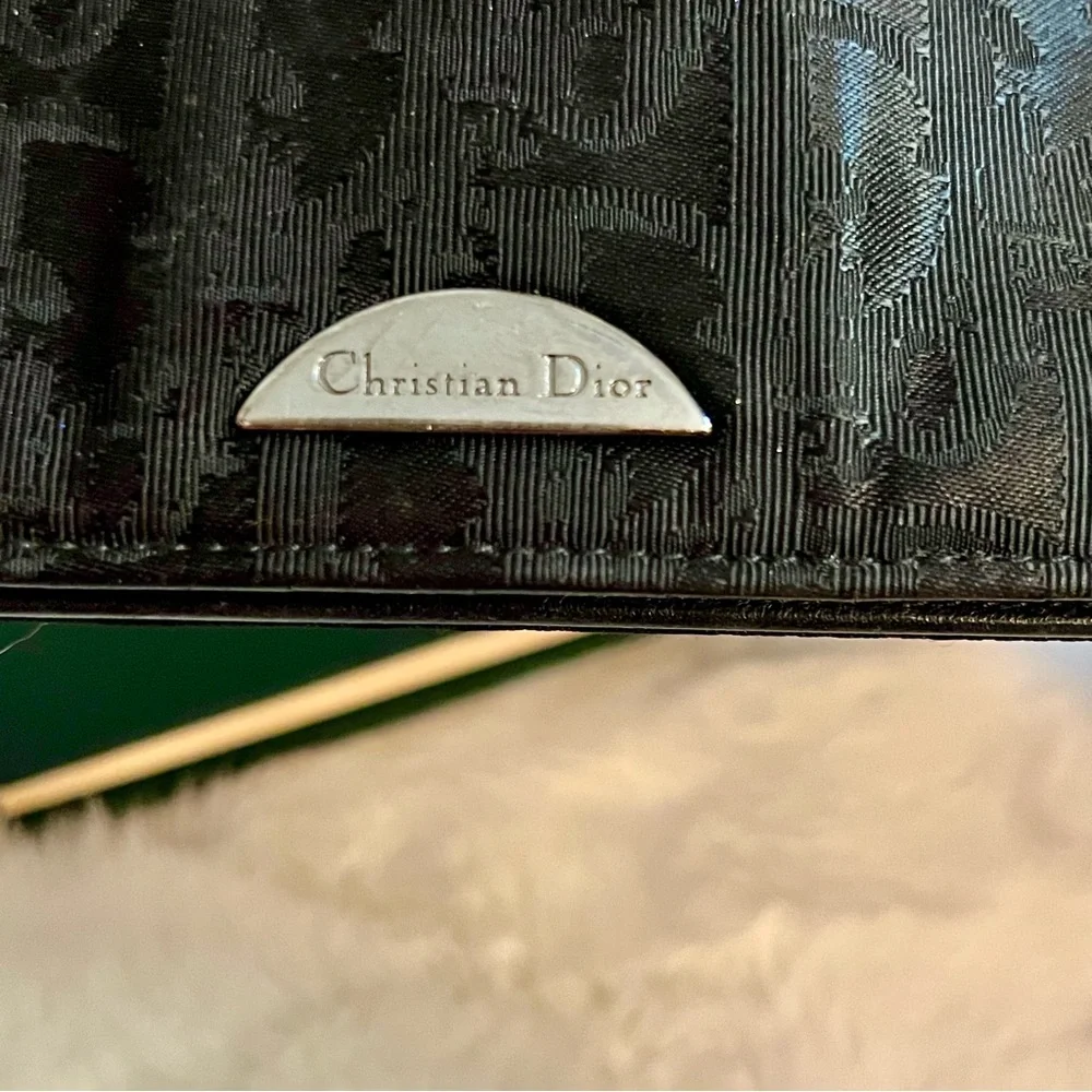 Christian Dior Trotter Long Wallet Bifold Black Canvas Leather